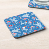 Jeu de rennes bleus de Noël 6 dessous de verre (Côté gauche)