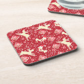 Jeu de rennes rouges de Noël 6 dessous de verre (Côté gauche)