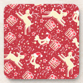 Jeu de rennes rouges de Noël 6 dessous de verre (Devant)