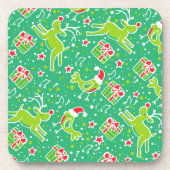 Jeu de rennes verts de Noël 6 dessous de verre (Devant)
