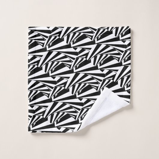 Jeu de serviettes Abstrait moderne en noir et blan (Gant de toilette)
