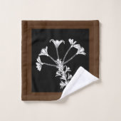 Jeu de serviettes Brown Floral Blanc Noir (Gant de toilette)