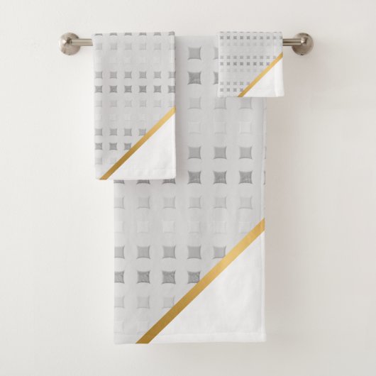 JEU DE SERVIETTES CARRÉ LUXE GRAY BLANC (En situation)