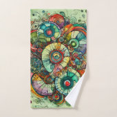 Jeu de serviettes d'art Doodle Abstrait vert color (Serviette à main)