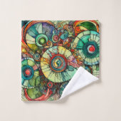 Jeu de serviettes d'art Doodle Abstrait vert color (Gant de toilette)