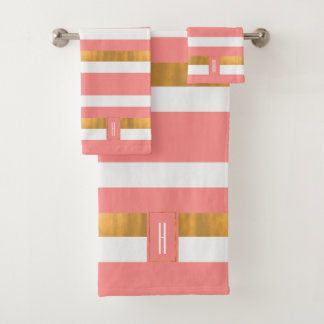 Jeu de serviettes de bain à rayures de Pêche Monog