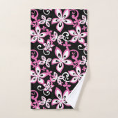 JEU DE SERVIETTES DE BAIN ALOHA HAWAII (NOIR/ROSE) (Serviette à main)