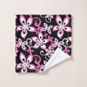 JEU DE SERVIETTES DE BAIN ALOHA HAWAII (NOIR/ROSE) (Gant de toilette)