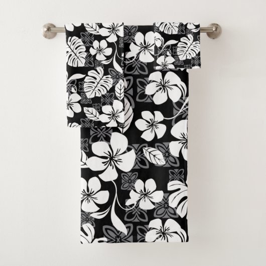 JEU DE SERVIETTES DE BAIN ALOHA VENDREDI (NOIR) (En situation)
