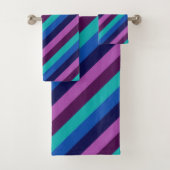 Jeu de serviettes de bain bleu violet Turquoise (En situation)