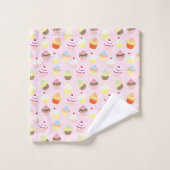 JEU DE SERVIETTES DE BAIN CUPCAKES DOUCES (Gant de toilette)