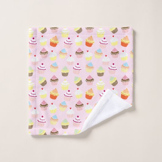 JEU DE SERVIETTES DE BAIN CUPCAKES DOUCES (Gant de toilette)
