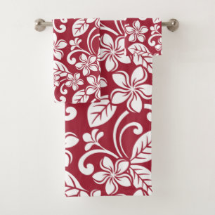 JEU DE SERVIETTES DE BAIN DE L'ÎLE PLUMERIA (ROUGE