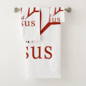Jeu de serviettes de bain de sang de Jésus (blanc) (En situation)