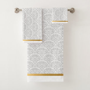 JEU DE SERVIETTES DE BAIN D'OR VINTAGE DE LUXE GRA