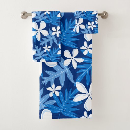 JEU DE SERVIETTES DE BAIN EN TIARE (BLEU) (En situation)
