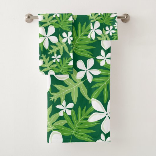 JEU DE SERVIETTES DE BAIN EN TIARE (VERT) (En situation)