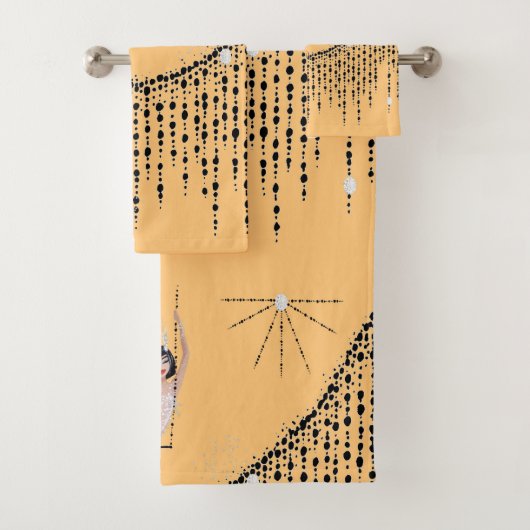 Jeu de serviettes de bain Flapper Girl on Swing (En situation)