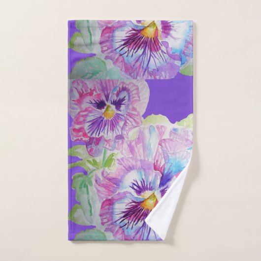Jeu de serviettes de bain fleuris en violet (Serviette à main)