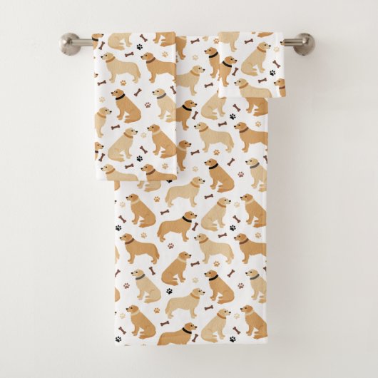 Jeu de serviettes de bain Golden Retriever Bones a (En situation)