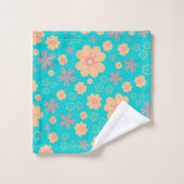 Jeu de serviettes de bain Motif à fleurs rétro mod (Gant de toilette)