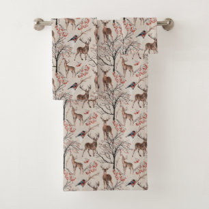 Jeu de serviettes de bain Motif de cerfs d'hiver
