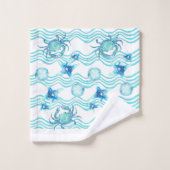 Jeu de serviettes de bain Nautique Turquoise bleu  (Gant de toilette)
