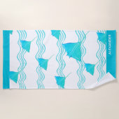 Jeu de serviettes de bain Nautique Turquoise bleu  (Devant)