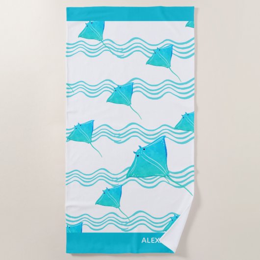 Jeu de serviettes de bain Nautique Turquoise bleu  (Devant)