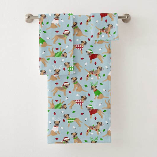 Jeu de serviettes de bain Terrier à la frontière d (En situation)