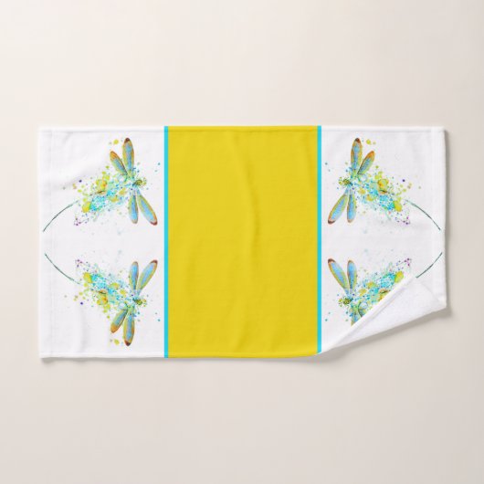 Jeu de serviettes de bain turquoise à libellule (Serviette à main)