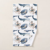 Jeu de serviettes de baleine/pieuvre d'aquarelle m (Serviette à main)