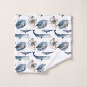 Jeu de serviettes de baleine/pieuvre d'aquarelle m (Gant de toilette)