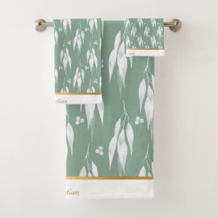 JEU DE SERVIETTES DE CONCEPTION EUCALYPTUS VERT LU