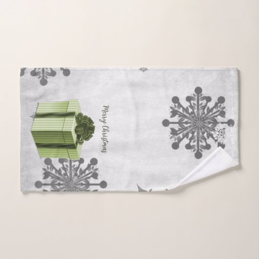 Jeu de serviettes de Noël vert cadeau (Serviette à main)
