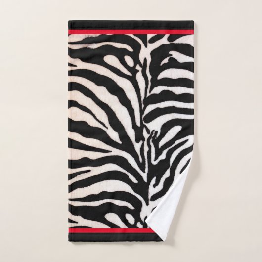 Jeu de serviettes d'impression Zebra noir et rouge (Serviette à main)