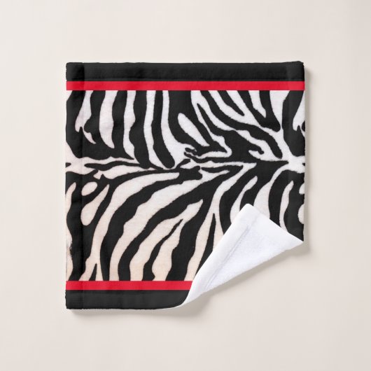 Jeu de serviettes d'impression Zebra noir et rouge (Gant de toilette)