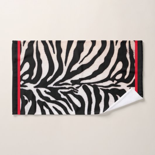 Jeu de serviettes d'impression Zebra noir et rouge (Serviette à main)