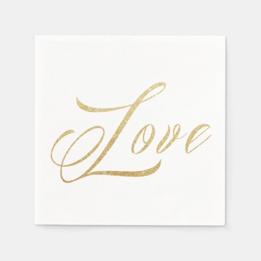 Jeu de serviettes en papier Mariage Gold Sparkle L (Devant)
