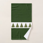 Jeu de serviettes en sapin de Noël vert et blanc (Serviette à main)