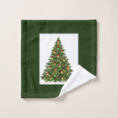 Jeu de serviettes en sapin de Noël vert et blanc (Gant de toilette)