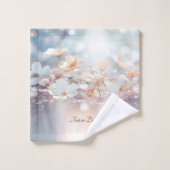 Jeu de serviettes Florales Blanches (Gant de toilette)