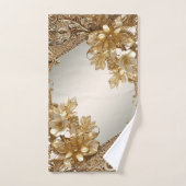 Jeu de serviettes florales ornées d'or moderne (Serviette à main)