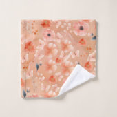 Jeu de serviettes Orange et Pêche Fleurs et Papill (Gant de toilette)