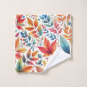 Jeu de serviettes Orange Turquoise Or Feuilles d'a (Gant de toilette)
