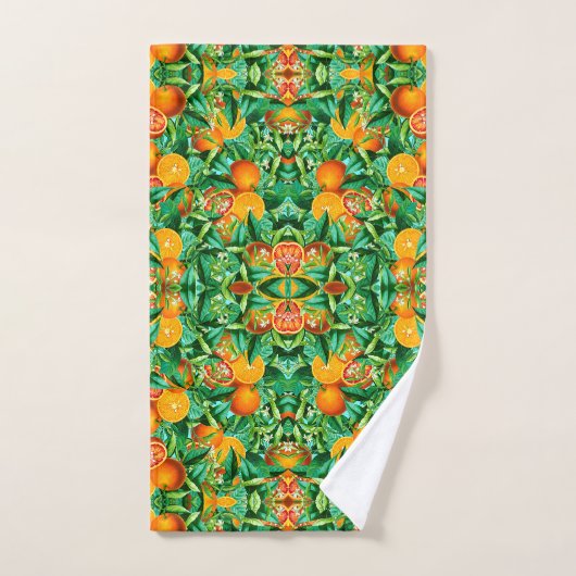 JEU DE SERVIETTES ORANGES TROPICALES (Serviette à main)