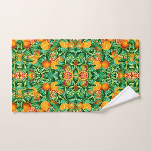 JEU DE SERVIETTES ORANGES TROPICALES (Serviette à main)