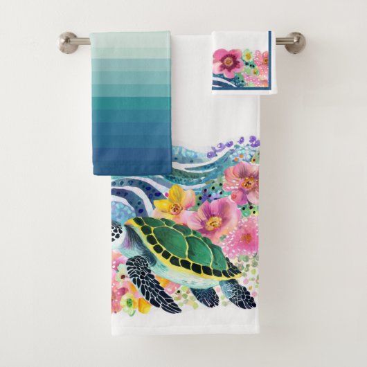 Jeu de serviettes personnalisables de Waves Blissf (En situation)