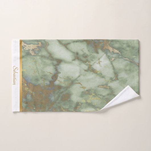 JEU DE SERVIETTES TRIM EN MARBRE VERT LUXUEUX (Serviette à main)