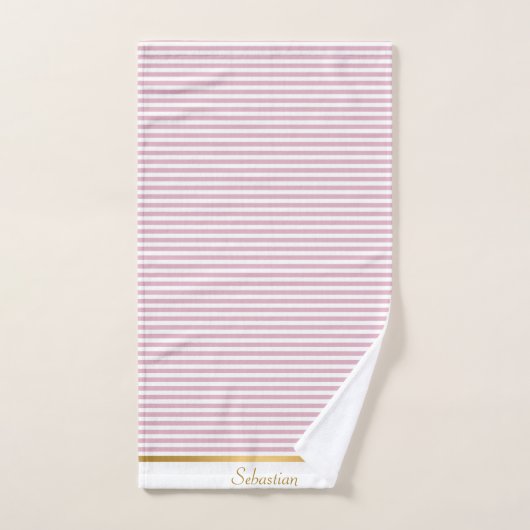 JEU DE SERVIETTES TRIM STRIPEES BLANC JOLIMENT ROS (Serviette à main)